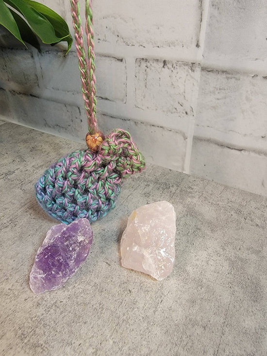 Healing Crystal Pouch Necklace