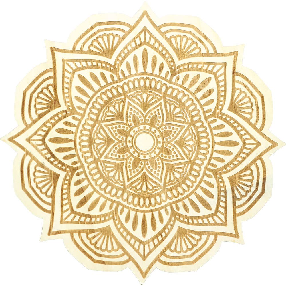 Wood Crystal Grid - Flower Mandala