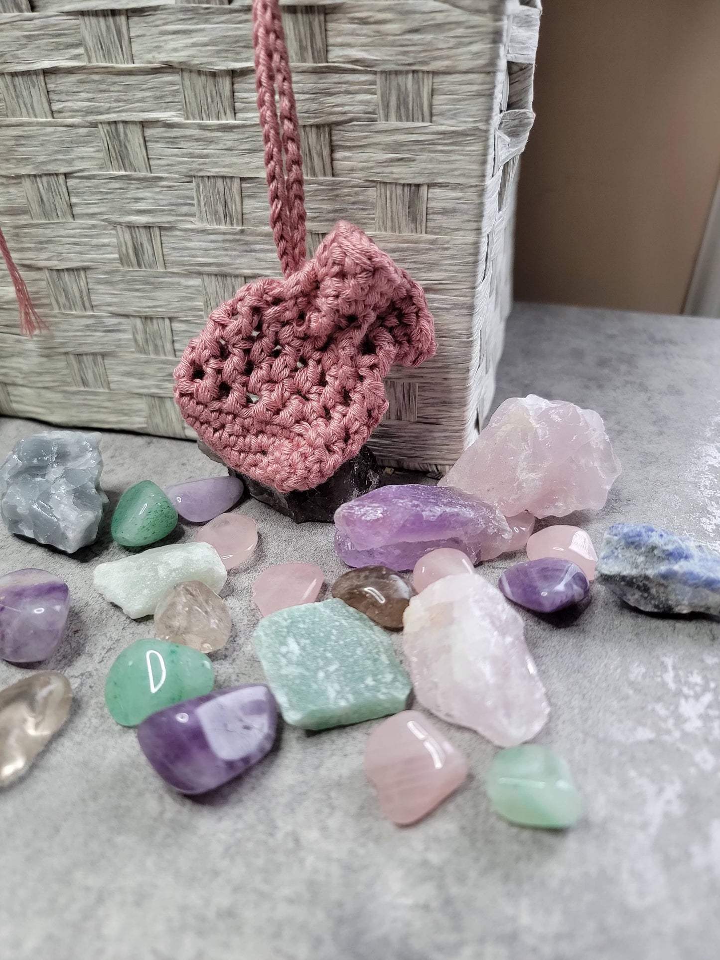 Healing Crystal Pouch Necklace