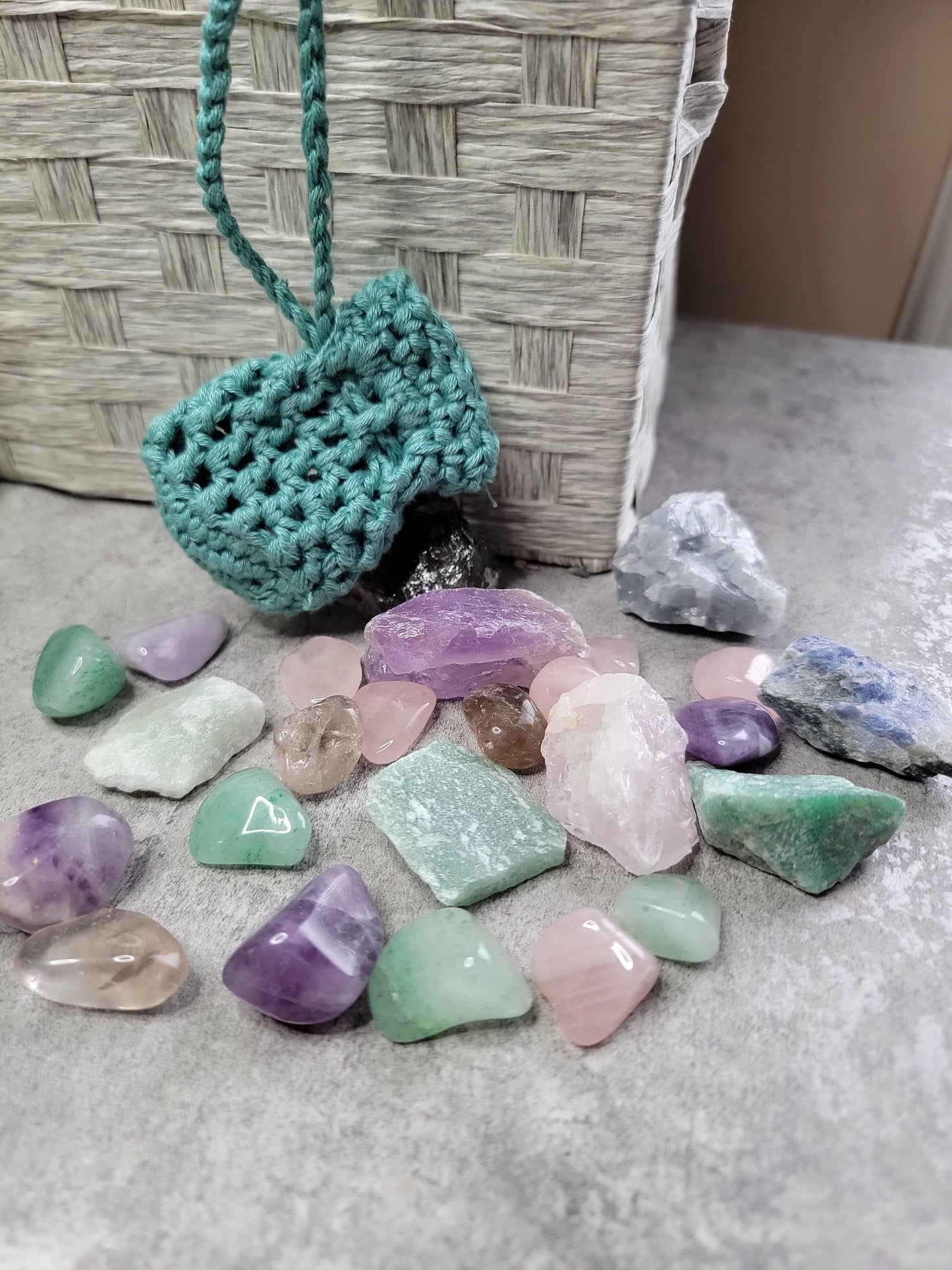 Healing Crystal Pouch Necklace