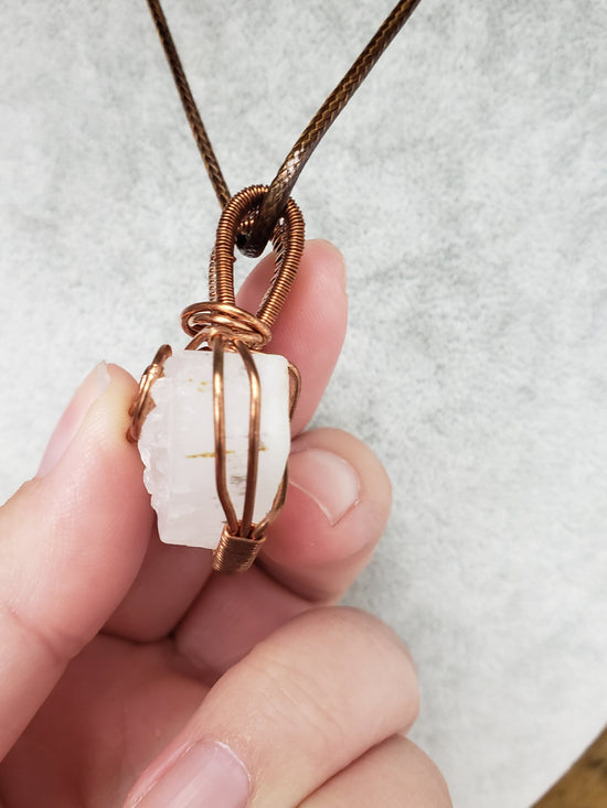 Quartz Cluster Heart Wire Wrap Necklace