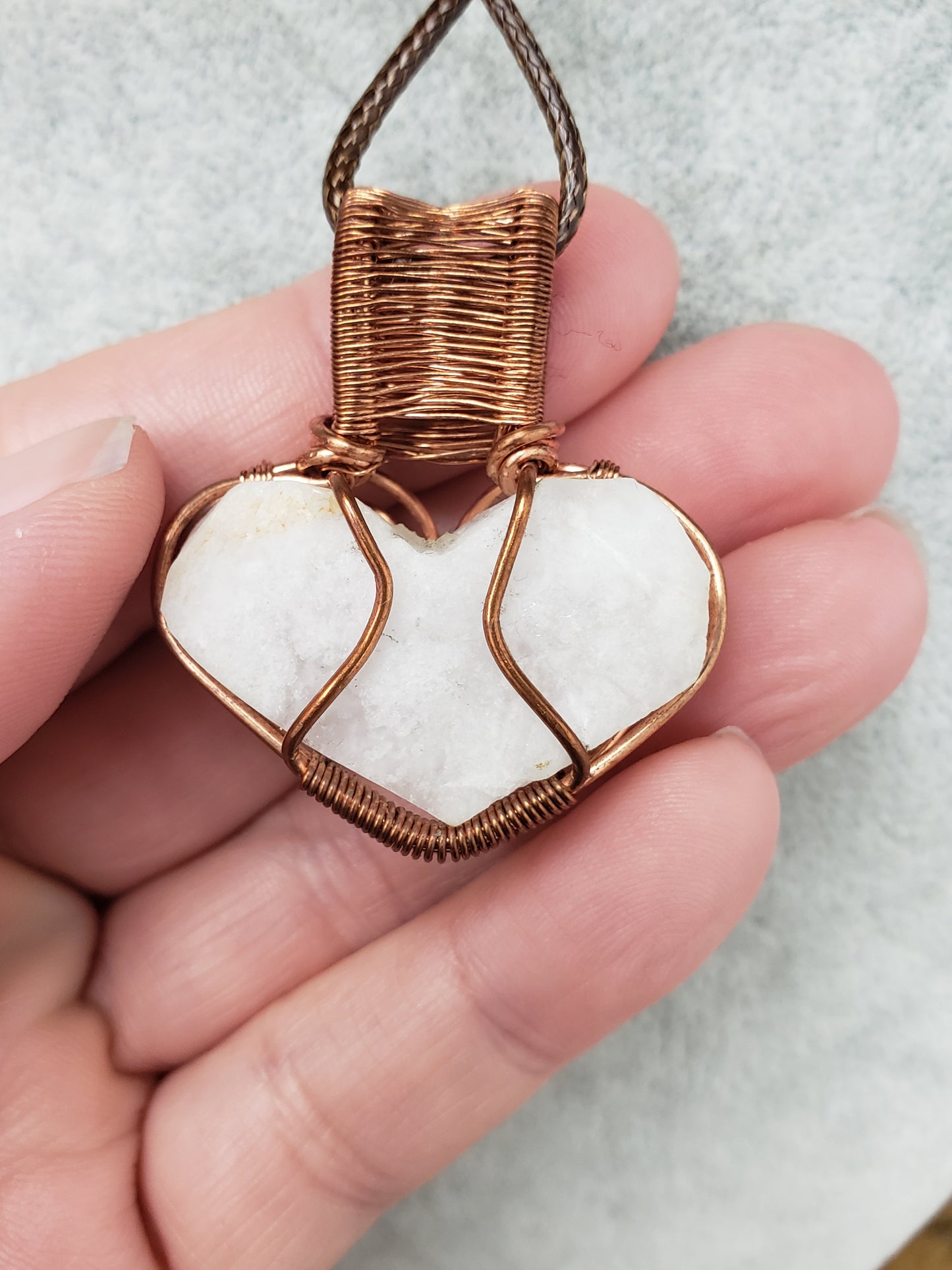 Quartz Cluster Heart Wire Wrap Necklace