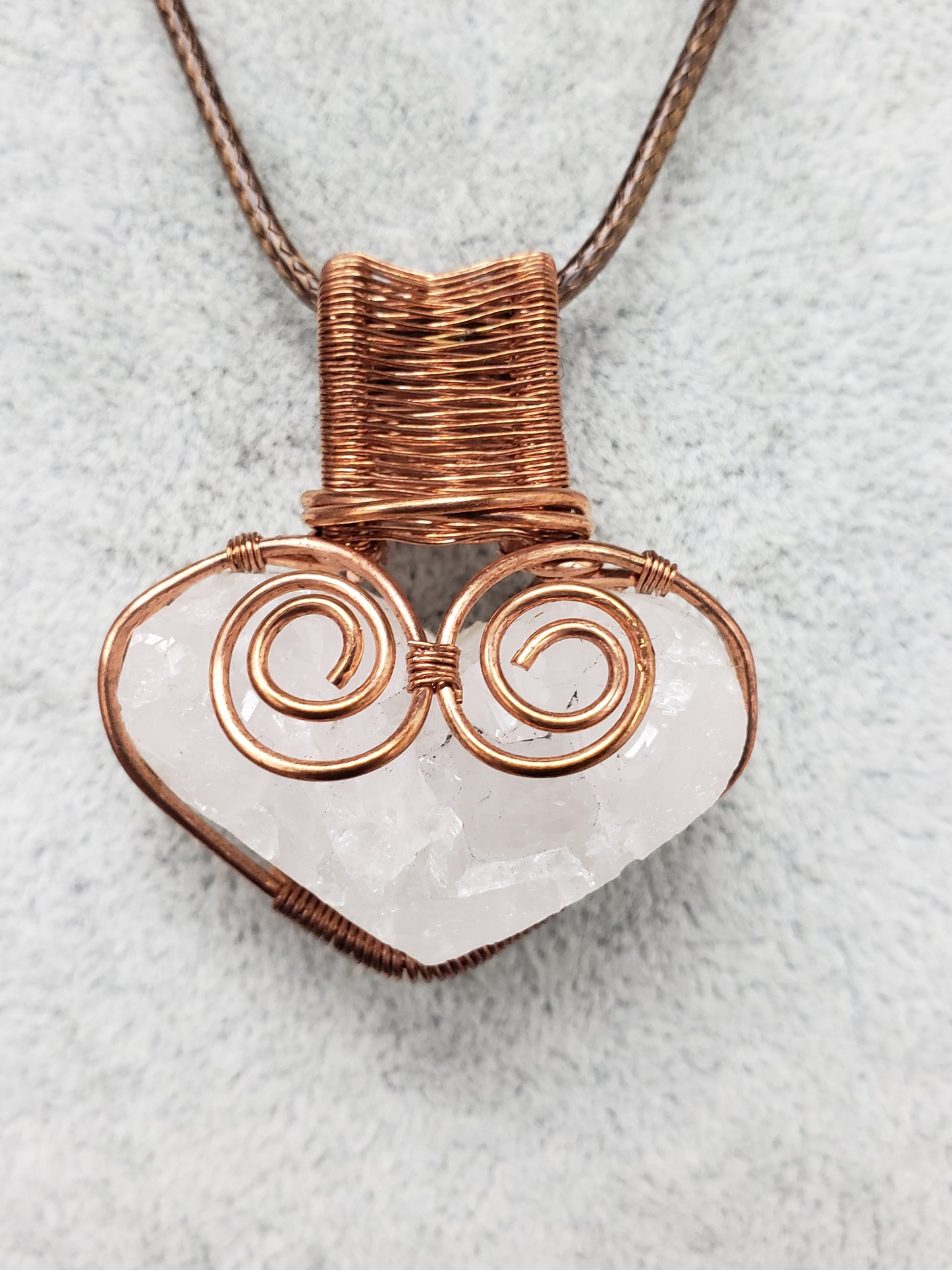 Quartz Cluster Heart Wire Wrap Necklace