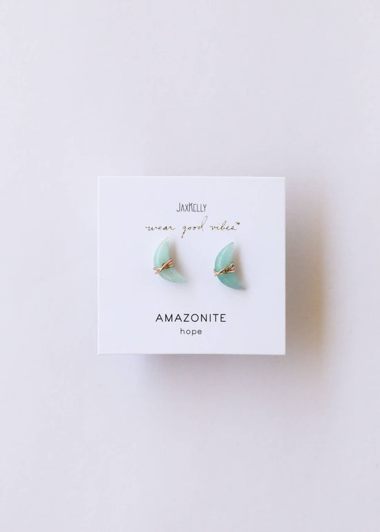 Wire Wrapped Moon - Amazonite - Earring