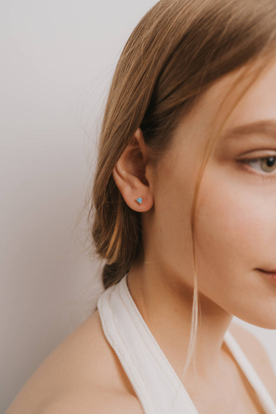 Mini Energy Gem - Fire Blue Opal - Earring