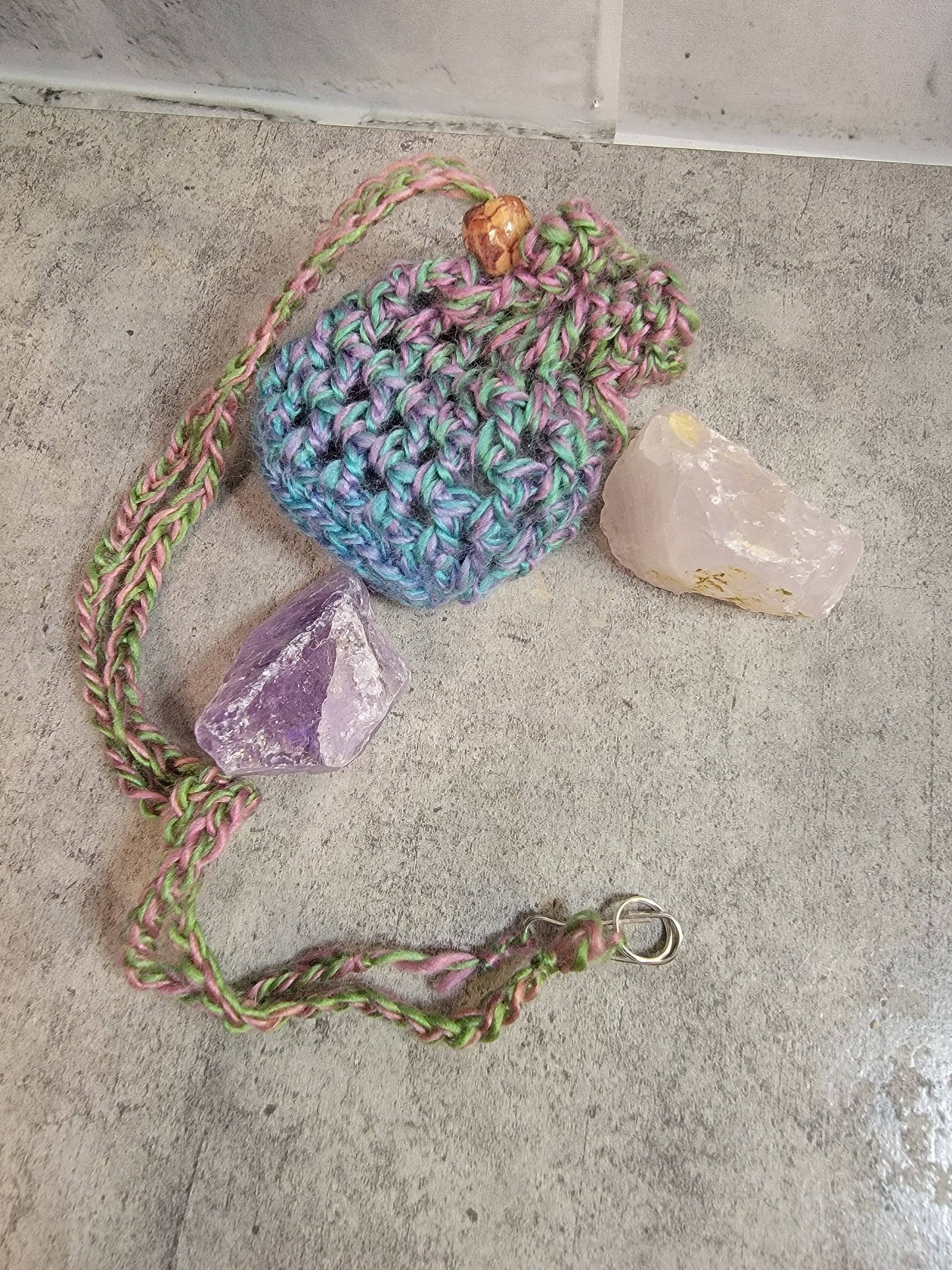 Healing Crystal Pouch Necklace