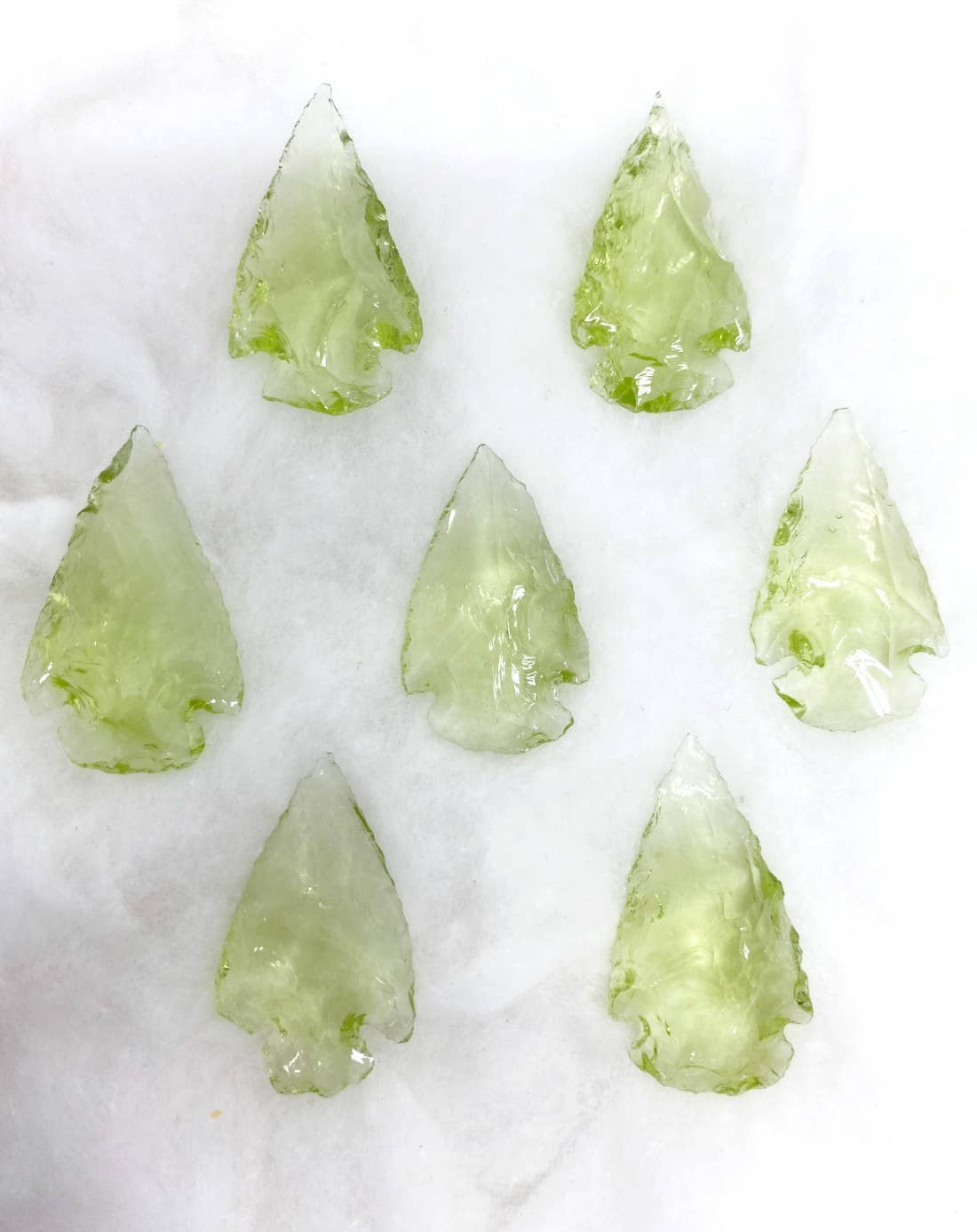 1.25" Peridot Glass Arrowhead Spearhead Point