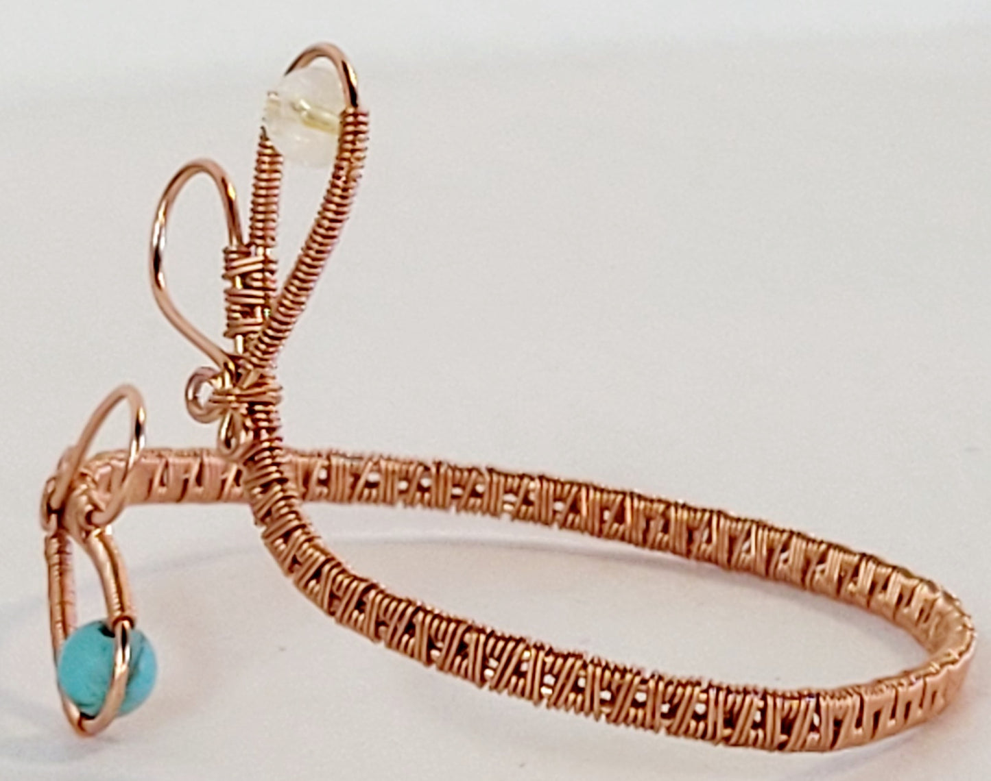 Adjustable Copper Bracelet w/ Turquoise & Citrine