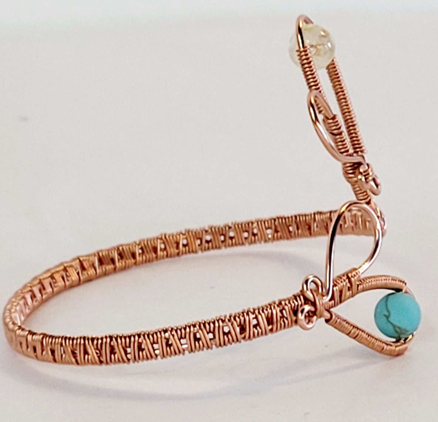 Adjustable Copper Bracelet w/ Turquoise & Citrine