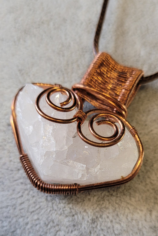 Quartz Cluster Heart Wire Wrap Necklace