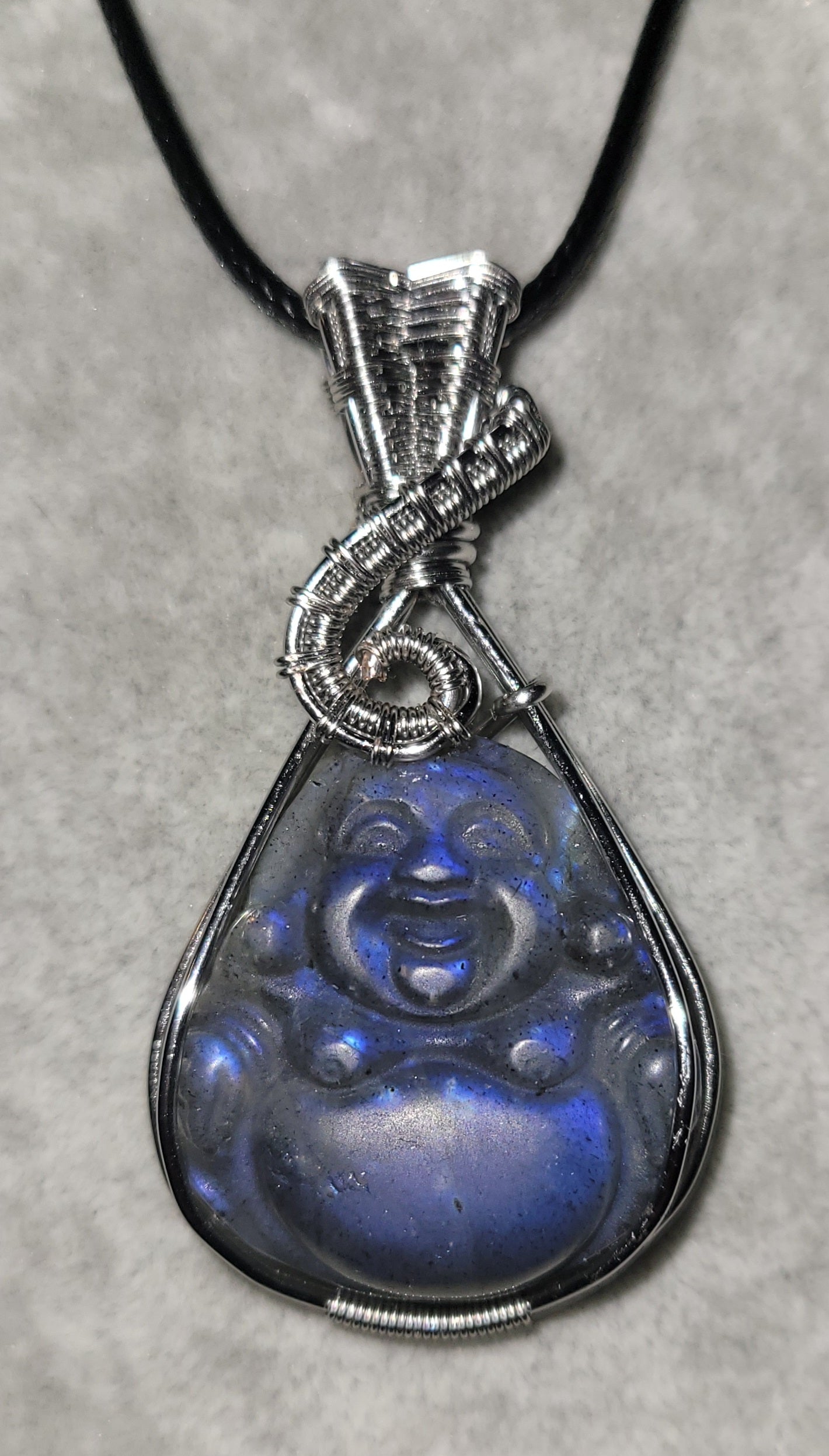 Labadorite "Happy Buddha" Pendent Necklace