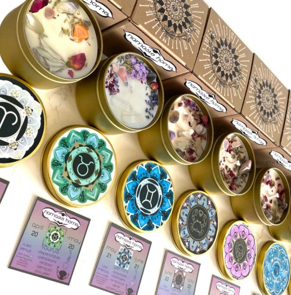 Namaste Home- Zodiac Tin Candles