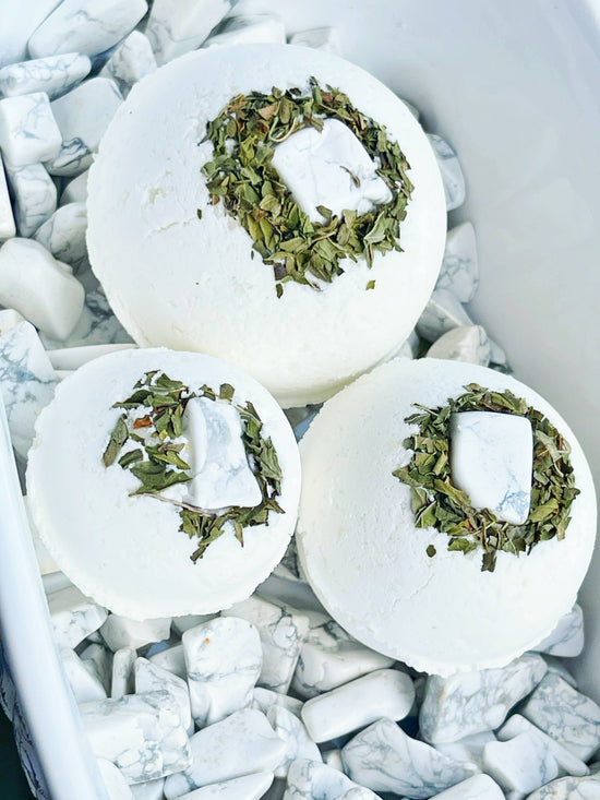 Howlite Bath Bombs with Cannabis Sativa Hemp Seed Oil