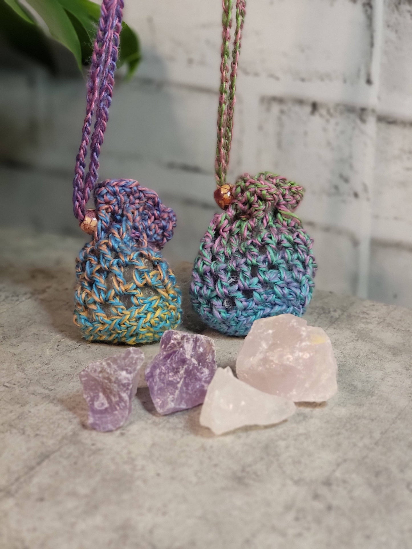 Healing Crystal Pouch Necklace