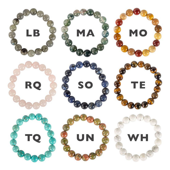 10mm Crystal Gemstone Stretch Bracelets