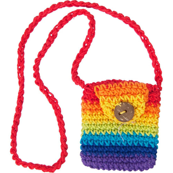 Cotton Crystal Pouch Crocheted Rainbow