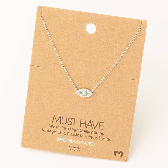 Opal Studded Eye Charm Necklace