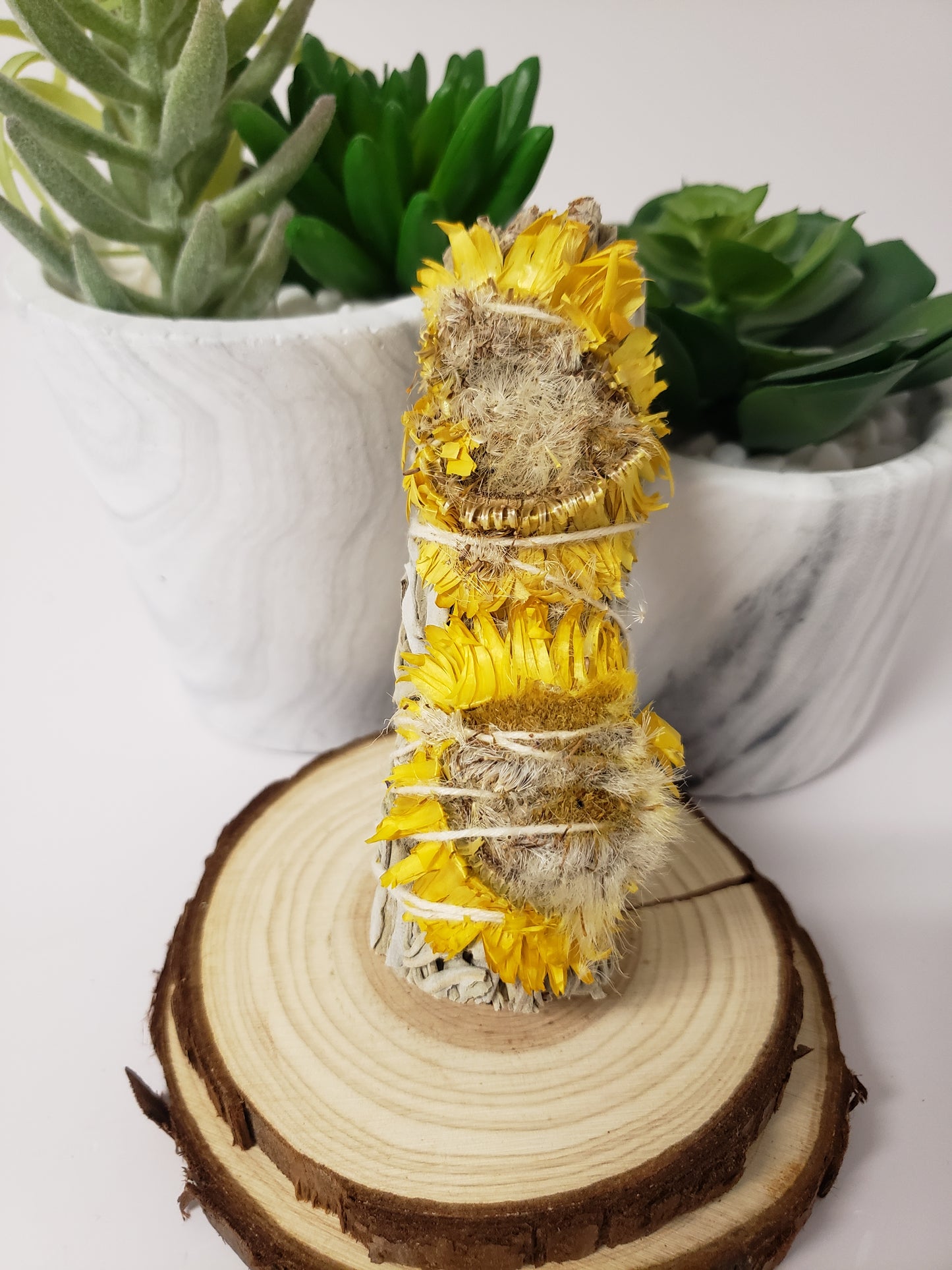 White Sage Sunflower Smudge Stick