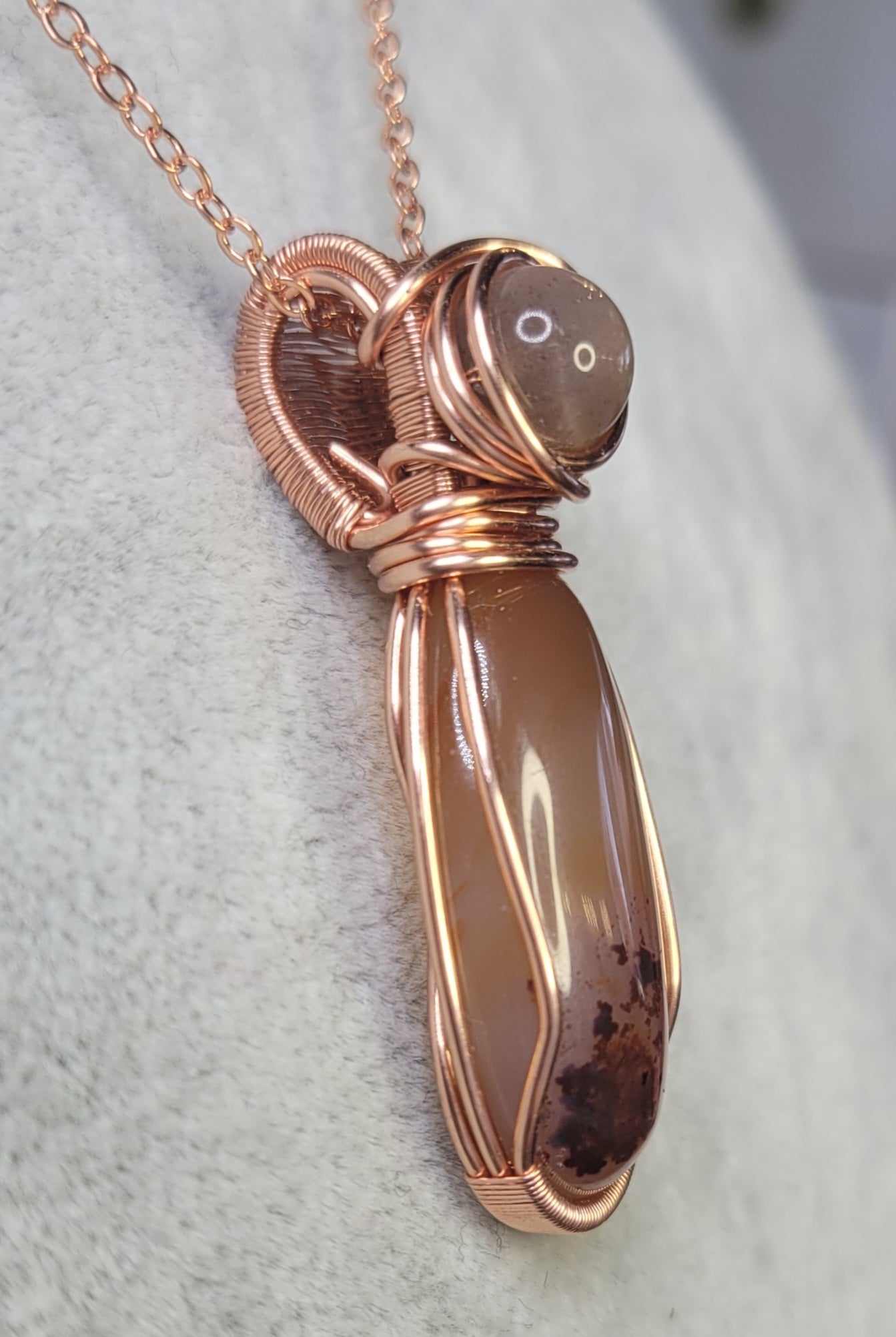 Carnelian with Black Moonstone
Handwrapped