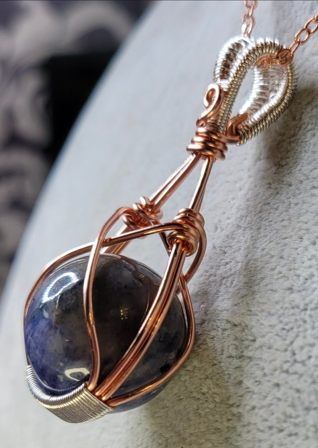 Sodalite Fidgit Pendant Wire Wrapped