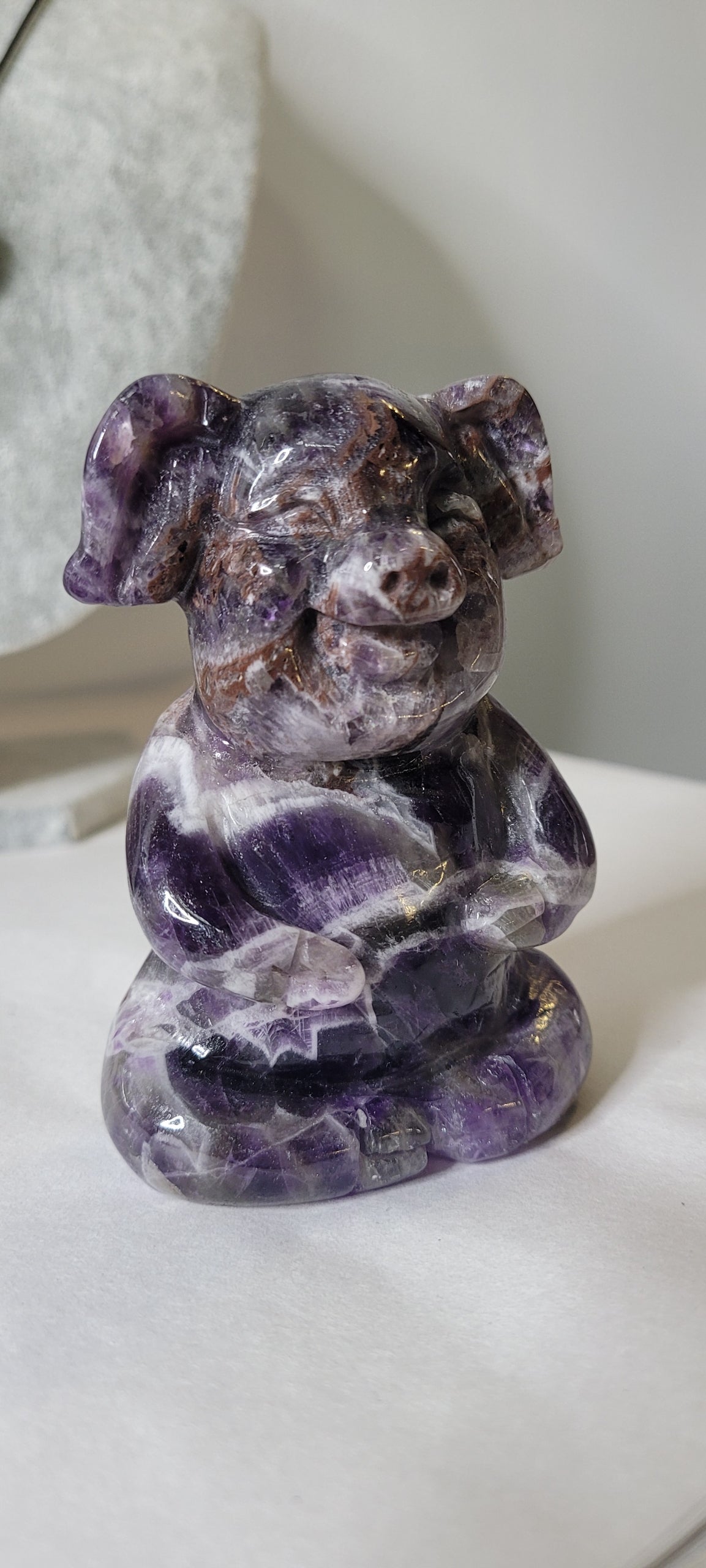 3.7" Cute Chevron Amethyst Pig