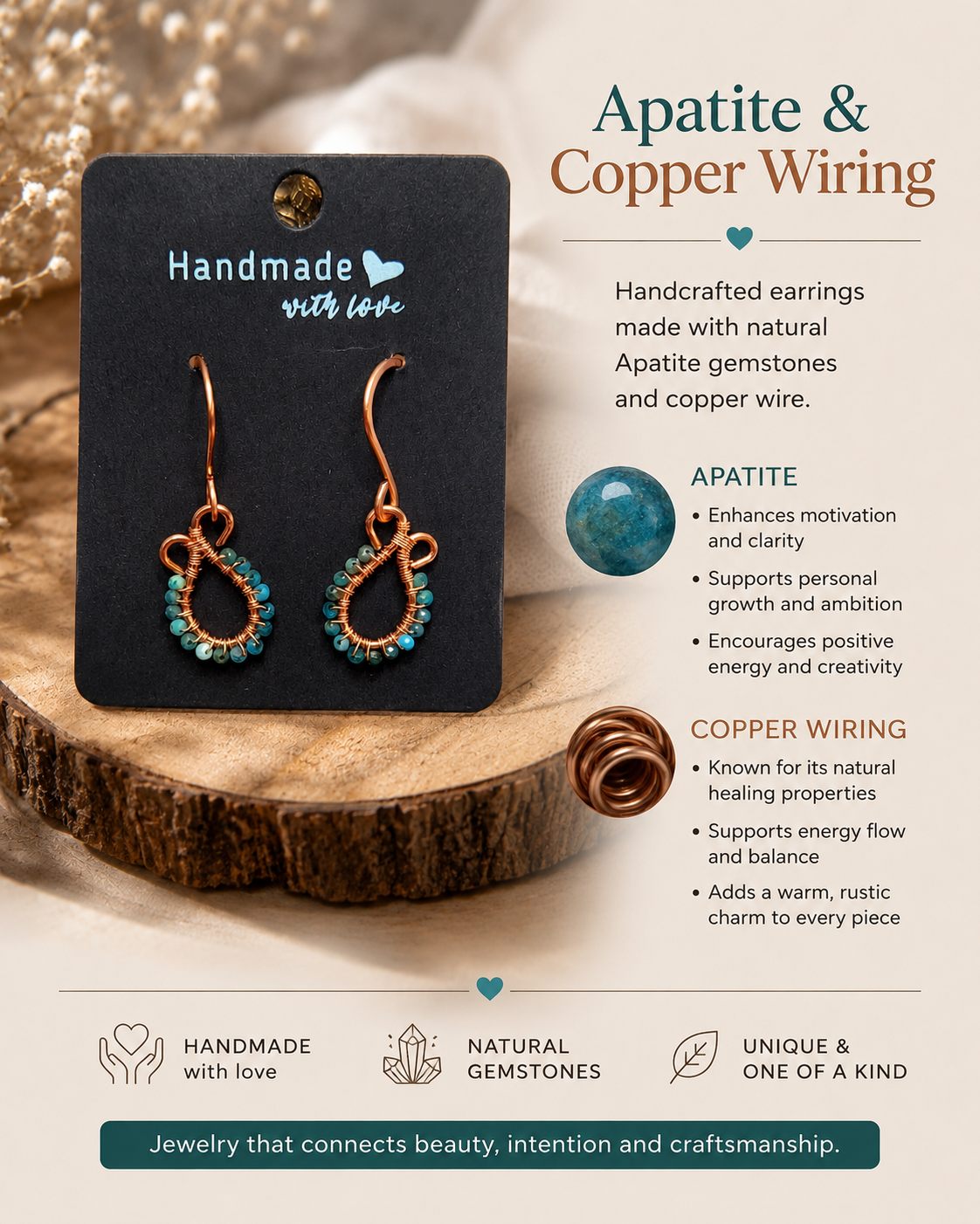 Apatite and Copper Earrings