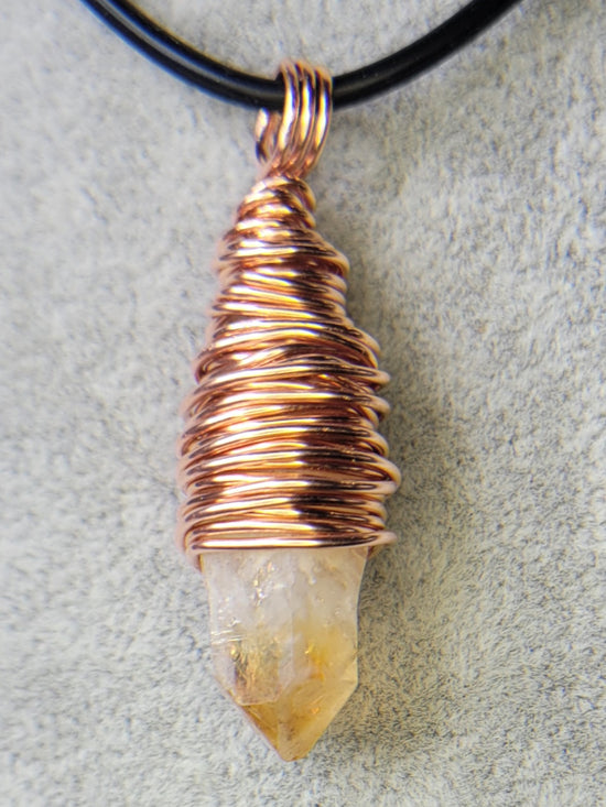 Citrine Point Pendent
Hand Wrapped in Copper