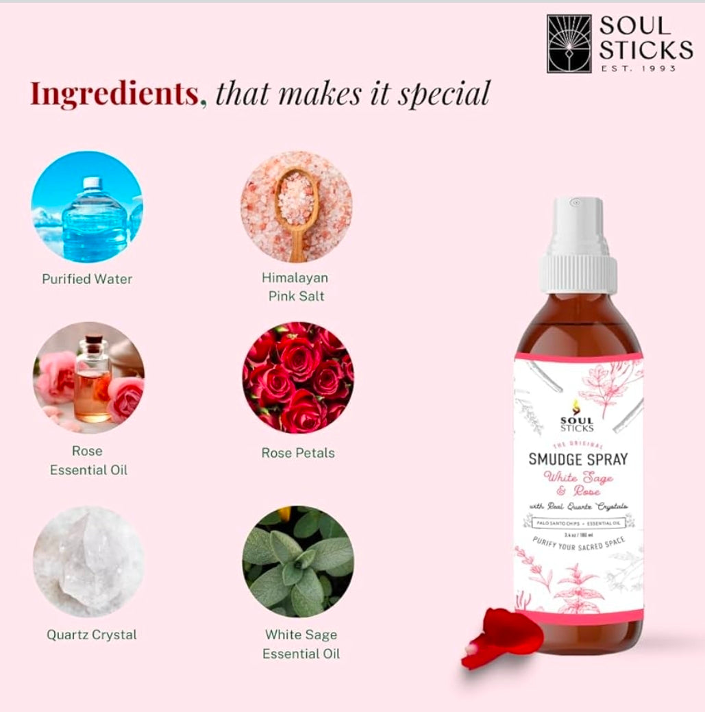 Soul Sticks - White Sage & Rose Smudge Spray (3.5 oz)