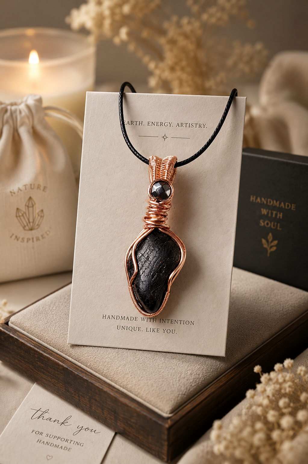 Hematite and Tourmaline Wire-Wrapped