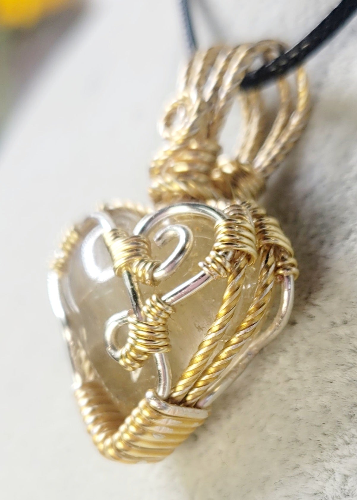 A "Heart for Your Heart"
Rutiled Quarts Heart Pendant
Wire-Wrapped