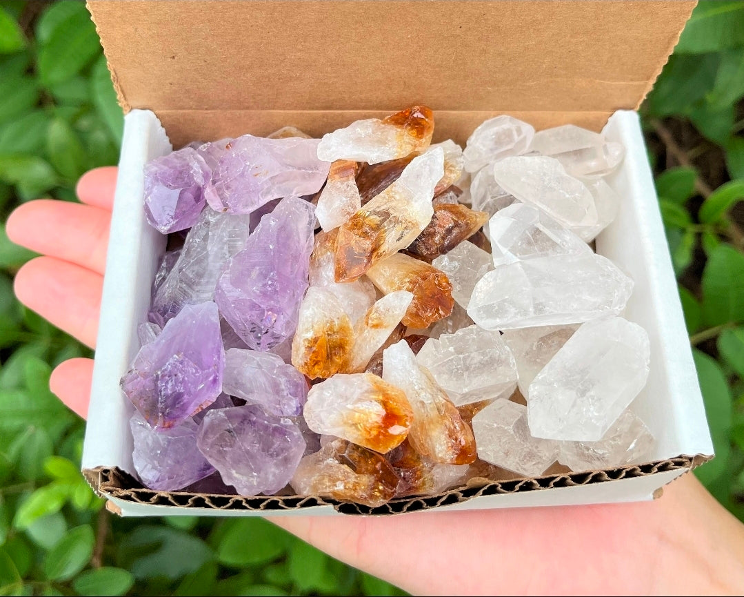 Amethyst, Citrine & Clear Quartz Points