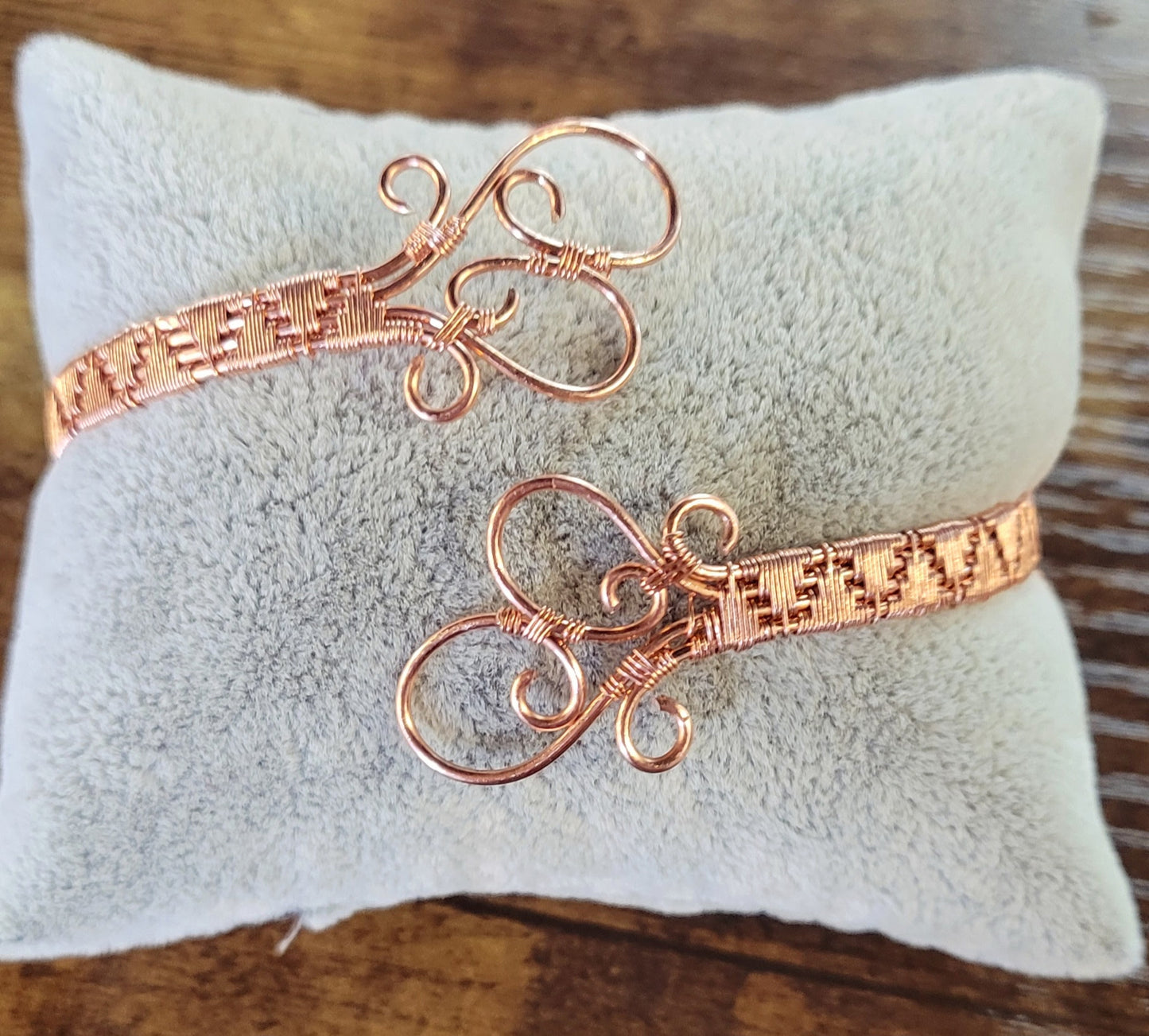 Adjustable copper heart bracelet