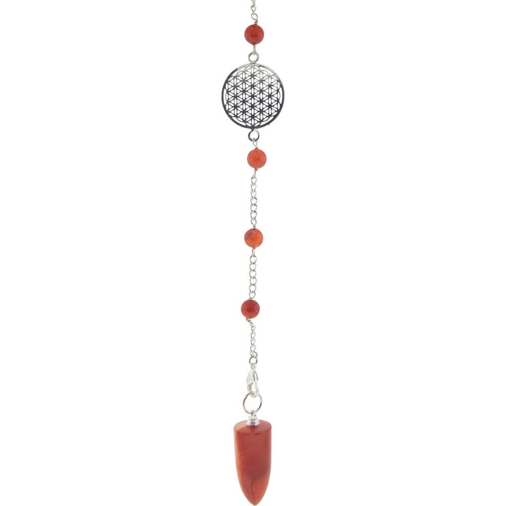 Gemstone Pendulum Flower of Life - Carnelian