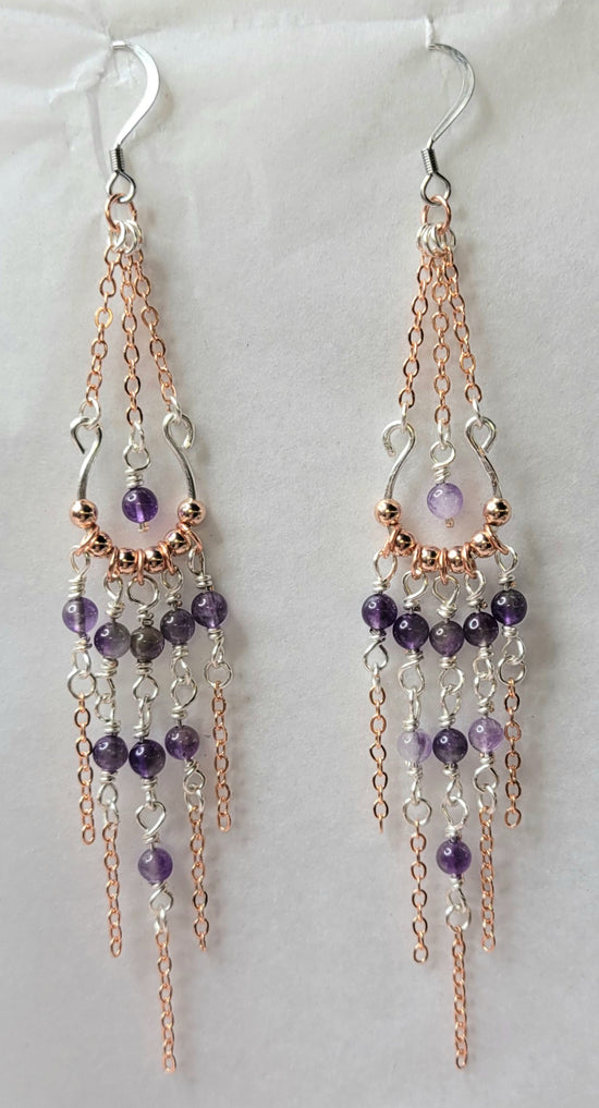 Amethyst two toned chandelier Earrings