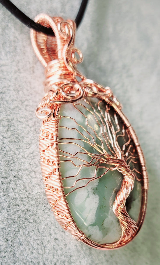 Peace Jade Tree of Life Pendant
Hand wrapped in Copper