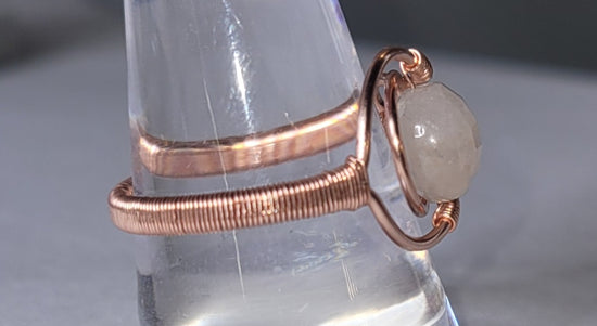 Adjustable Cresent Moon with Morganite
Handwrapped in copper