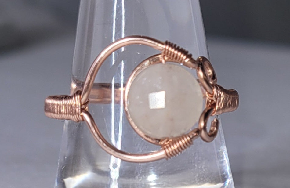 Adjustable Cresent Moon with Morganite
Handwrapped in copper