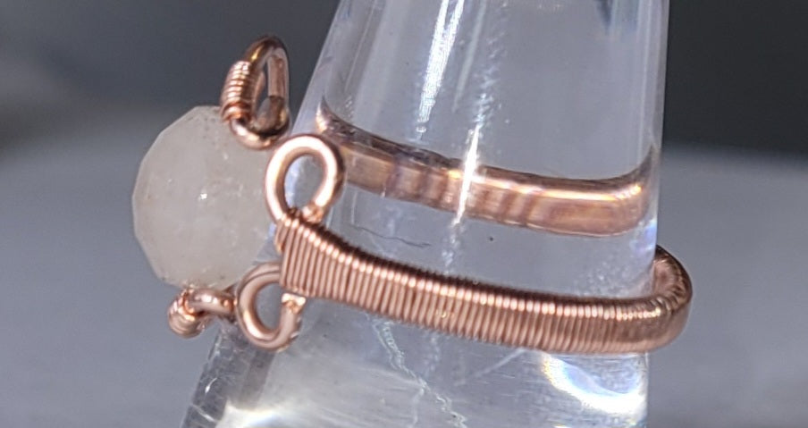 Adjustable Cresent Moon with Morganite
Handwrapped in copper