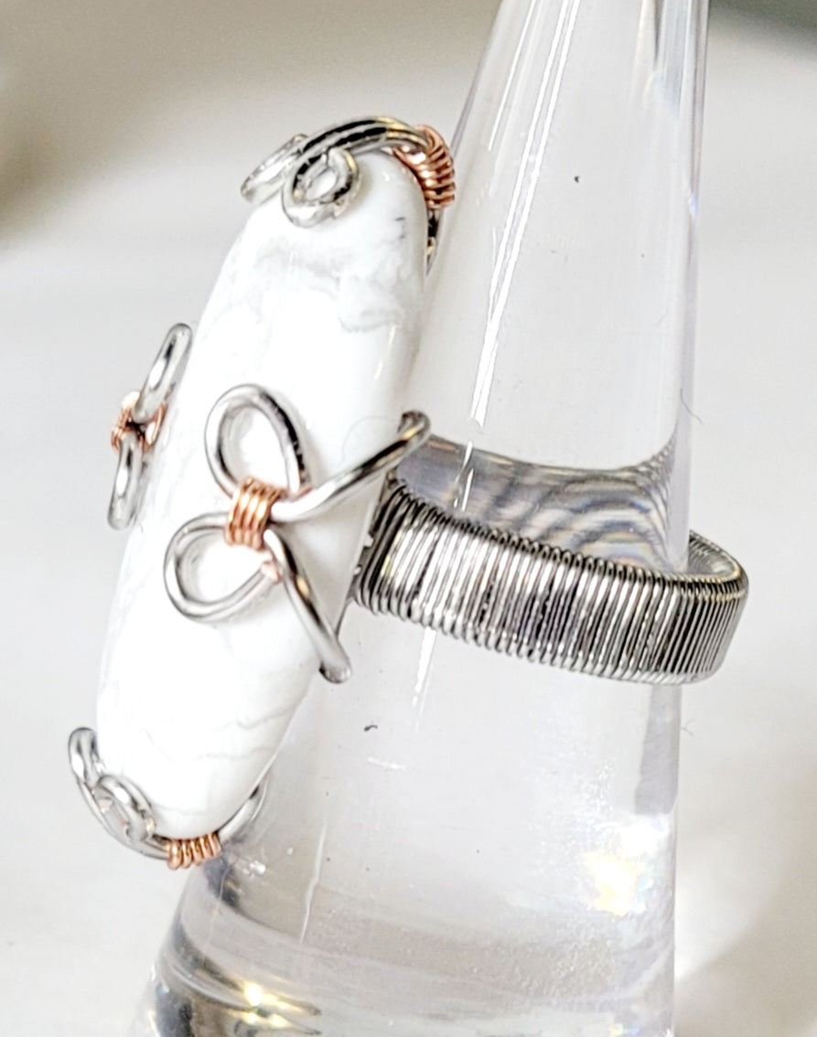 Howlite Ring Wire Wrapped