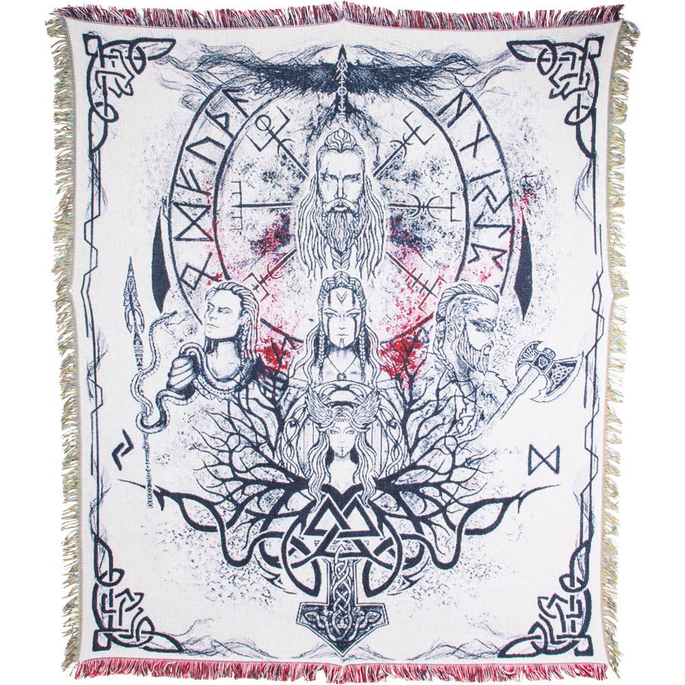 Cotton Heavy Throw w/ Fringe - Viking Gods (Each)