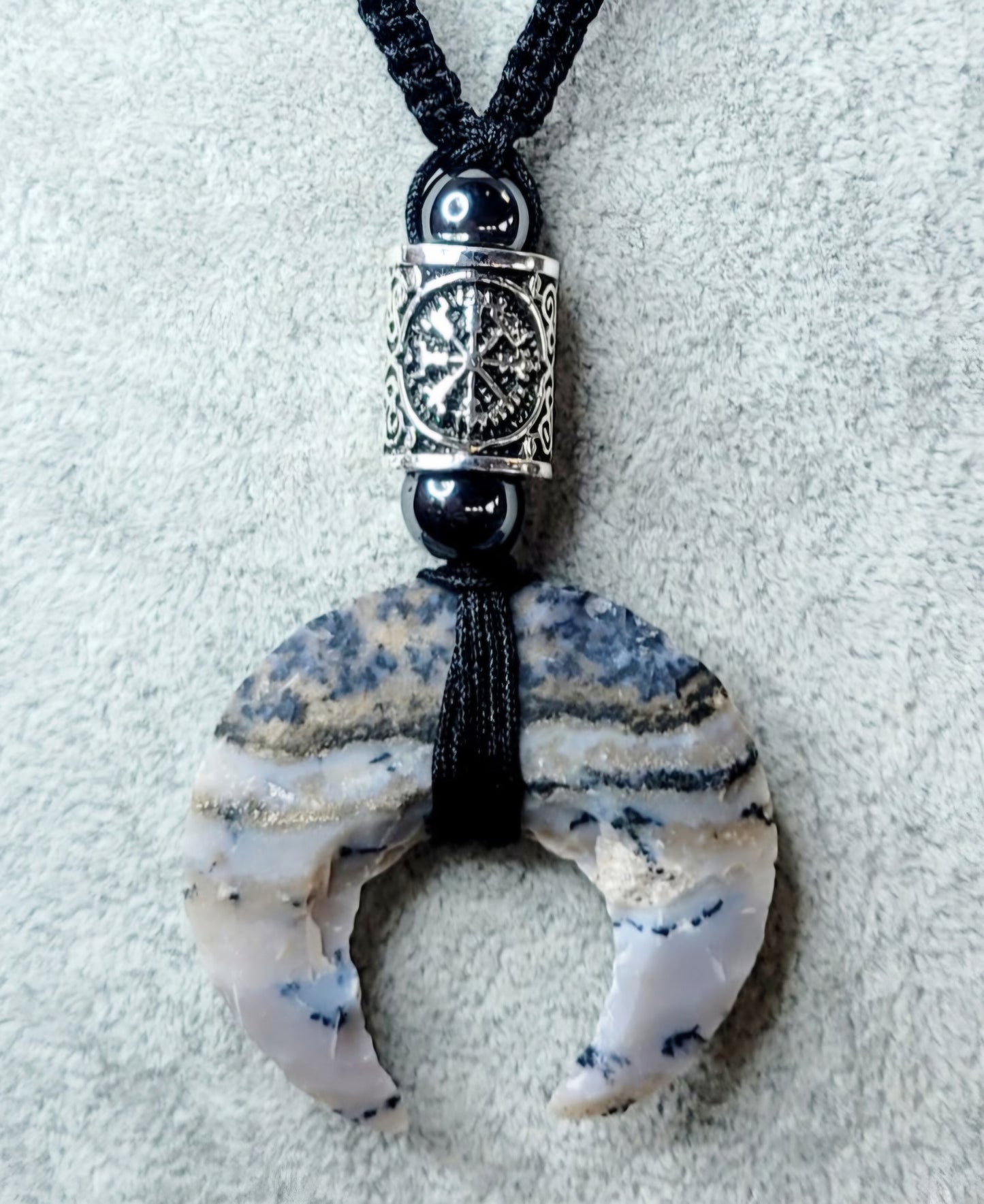 Sodalite Cresent Moon w/ Viking Compass and Hematite