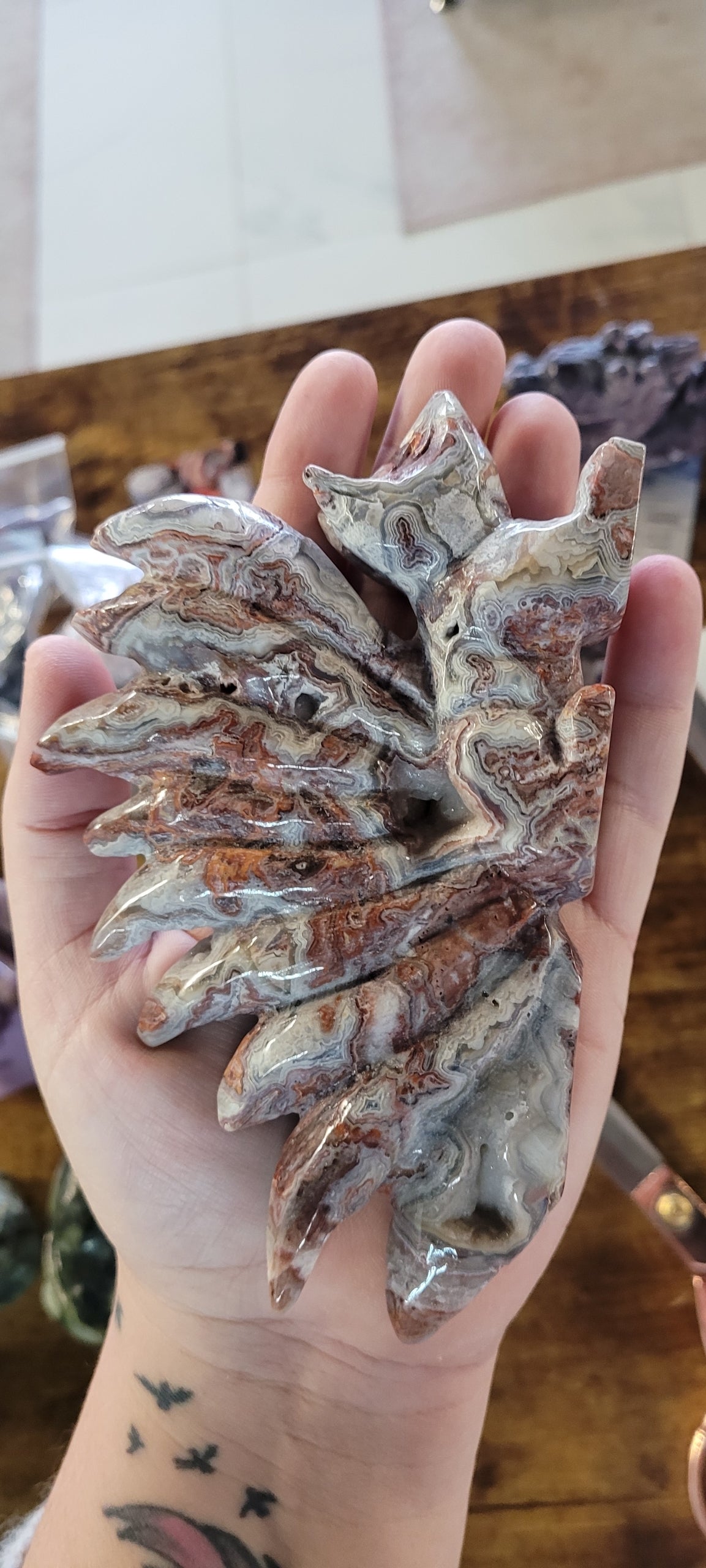 Crazy Lace Agate Druzy Nine Tail Fox