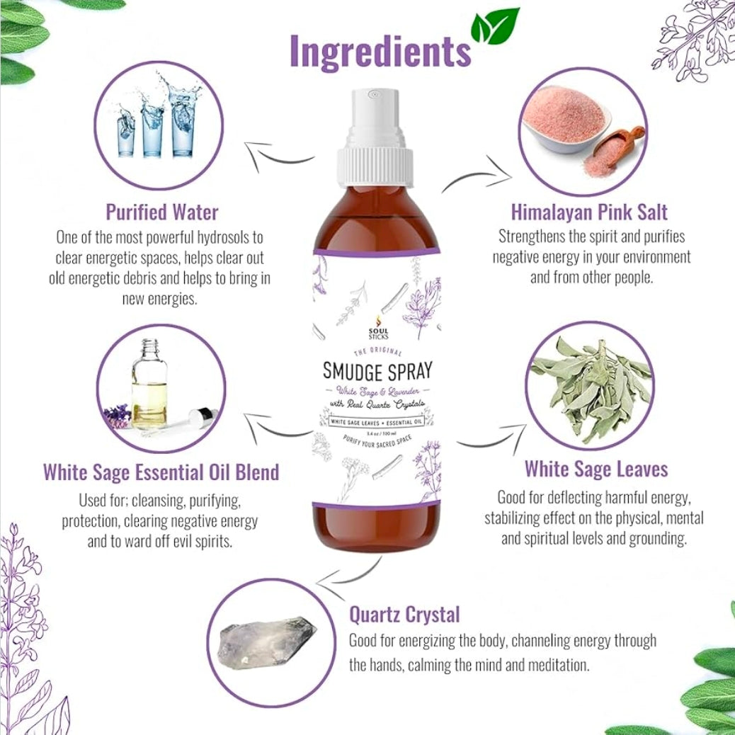 White Sage Lavender Soul Sticks Smudge Spray 3.5oz