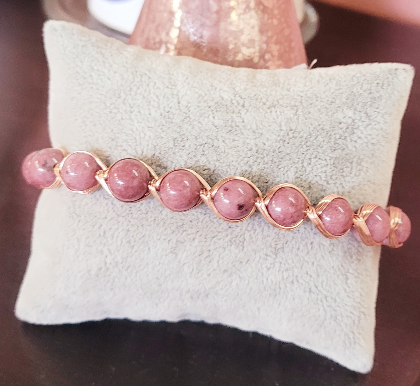 Rhodonite Adjustable Bracelet
Hand Wrapped in Copper