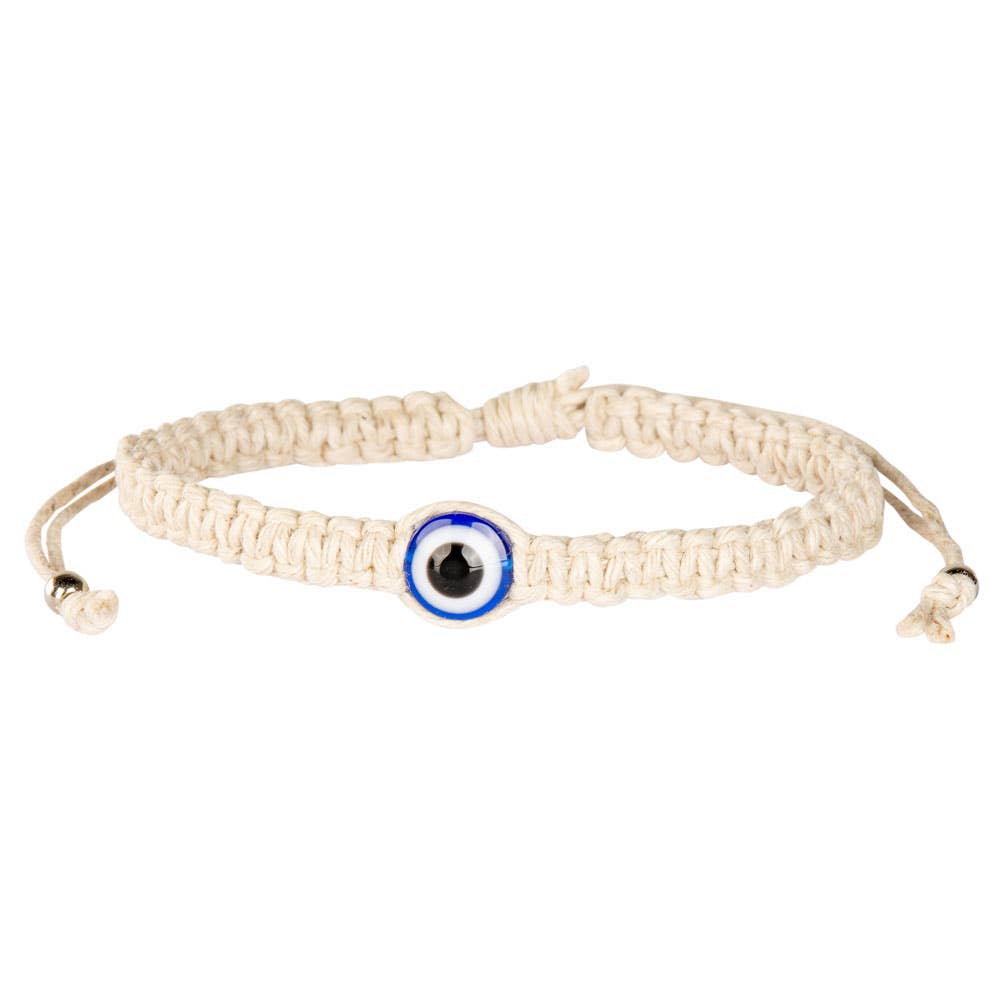 Hemp Evil Eye Pull Tie Bracelet