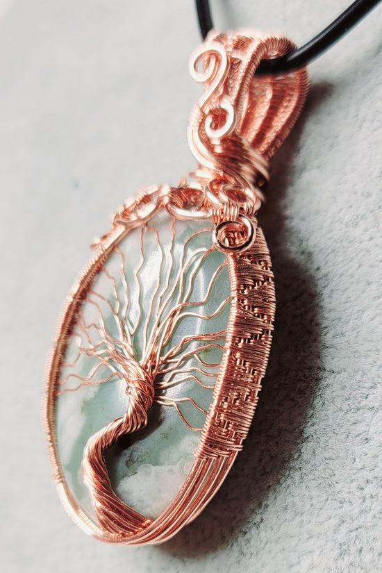 Peace Jade Tree of Life Pendant
Hand wrapped in Copper