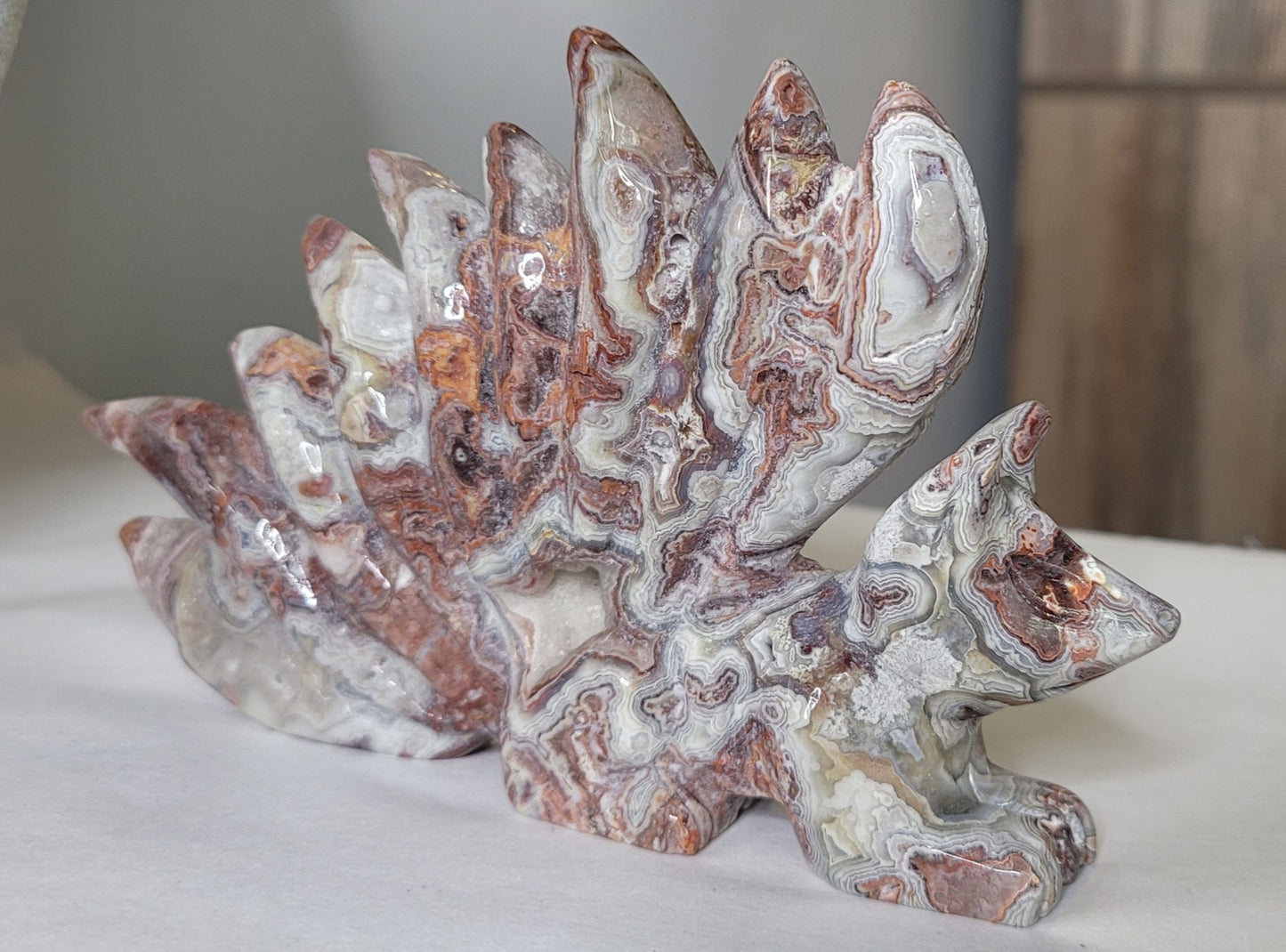 Crazy Lace Agate Druzy Nine Tail Fox