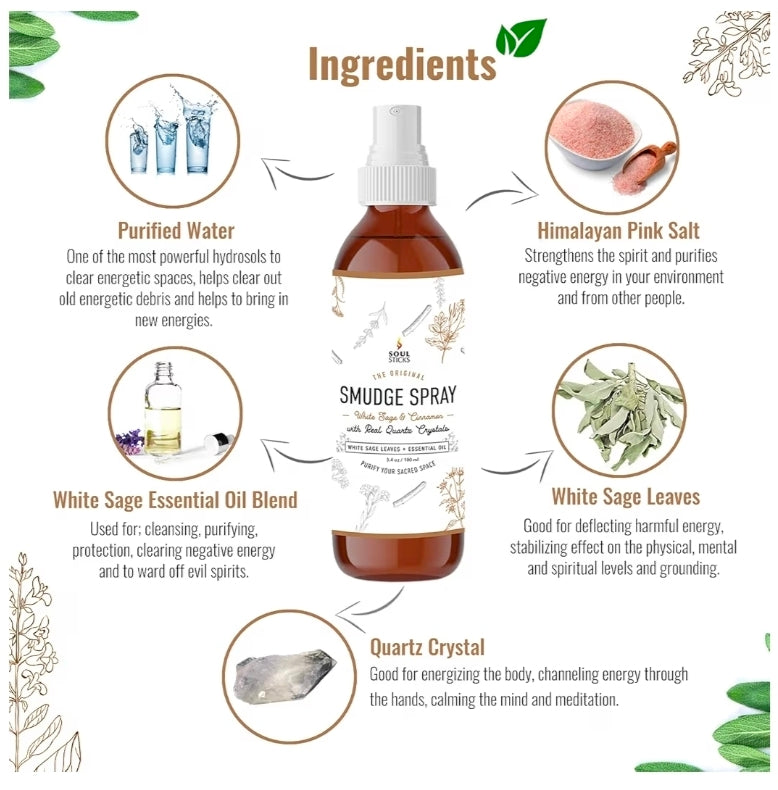 Soul Sticks - White Sage & Cinnamon Smudge Spray (3.5 oz)