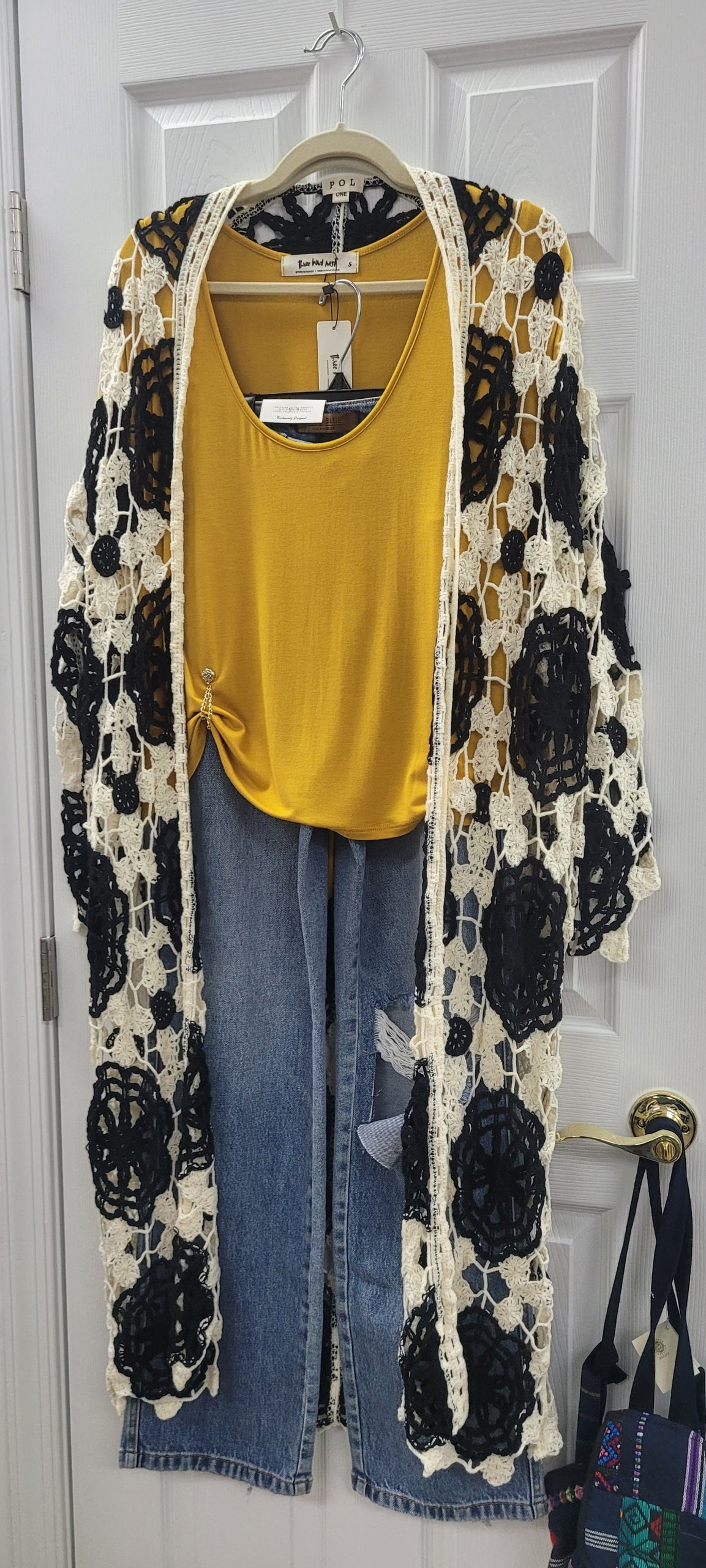 Maxi Long Sleeve Crochet Open Cardigan