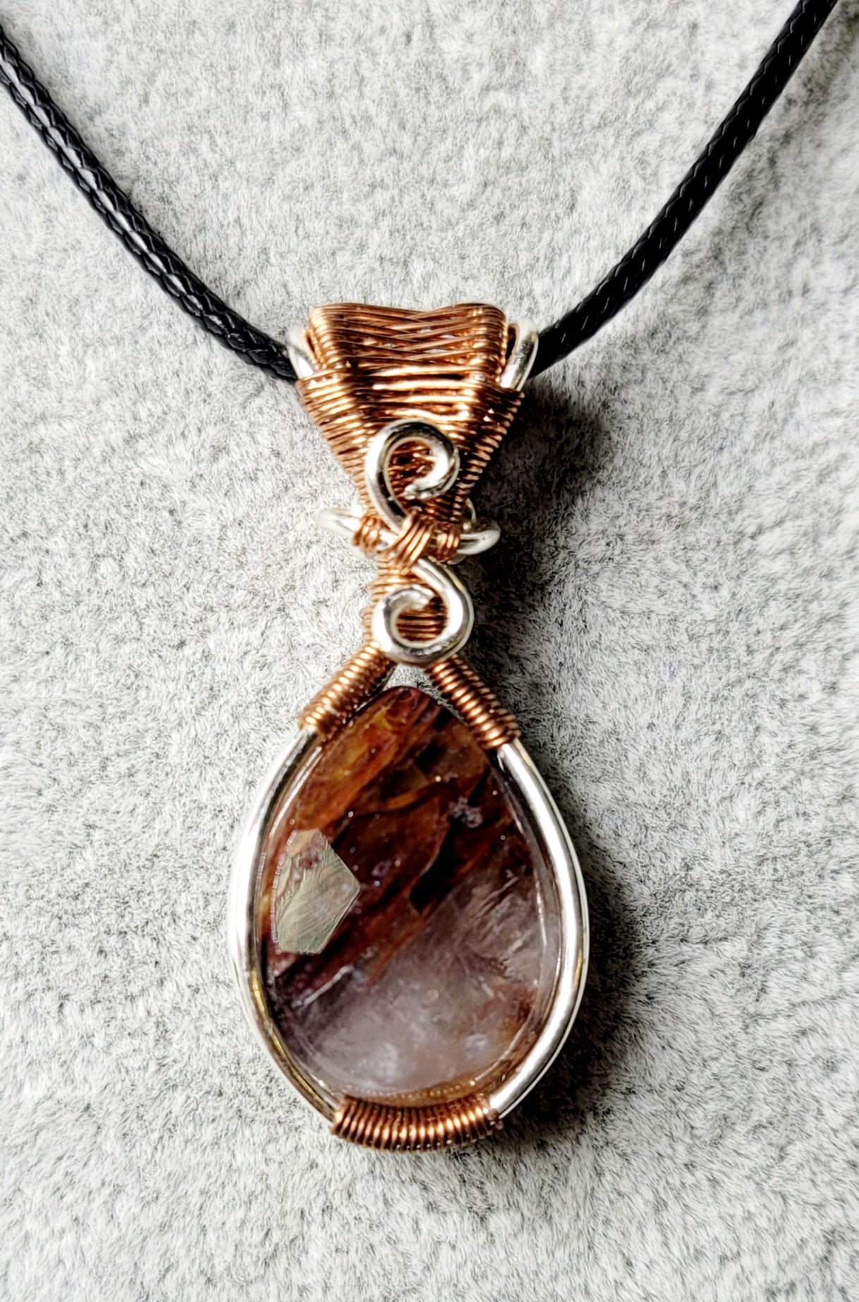 Fire Quartz Pendent Wire Wrapped